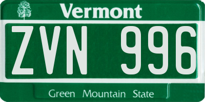 VT license plate ZVN996