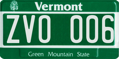 VT license plate ZVO006