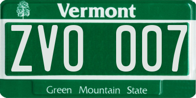 VT license plate ZVO007