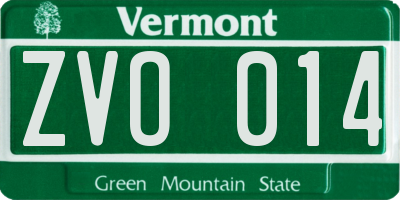 VT license plate ZVO014
