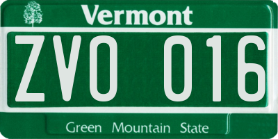 VT license plate ZVO016