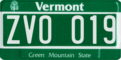 VT license plate ZVO019