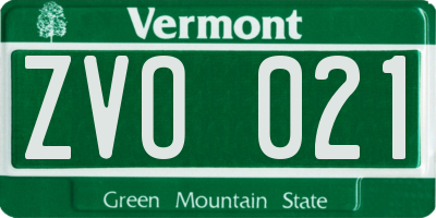 VT license plate ZVO021