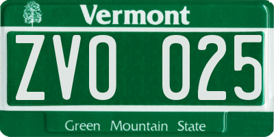 VT license plate ZVO025