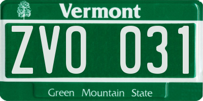 VT license plate ZVO031