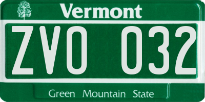 VT license plate ZVO032