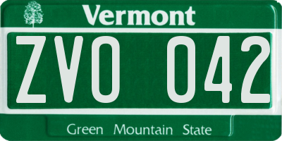 VT license plate ZVO042