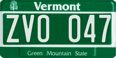 VT license plate ZVO047