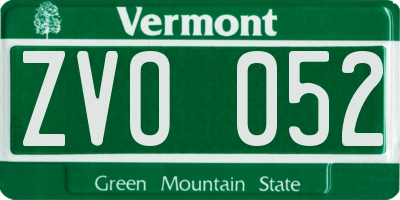 VT license plate ZVO052