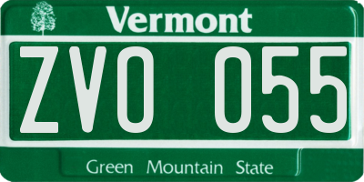 VT license plate ZVO055