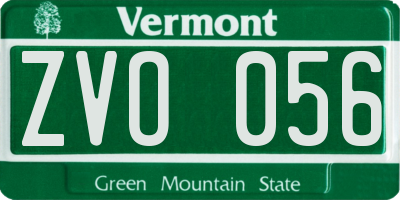VT license plate ZVO056