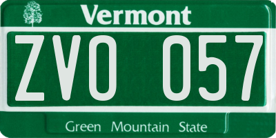 VT license plate ZVO057