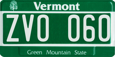 VT license plate ZVO060