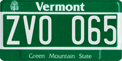 VT license plate ZVO065