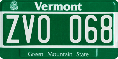 VT license plate ZVO068