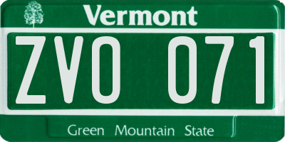 VT license plate ZVO071