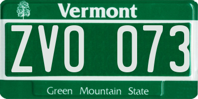 VT license plate ZVO073