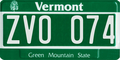 VT license plate ZVO074