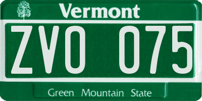 VT license plate ZVO075
