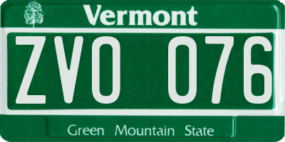 VT license plate ZVO076