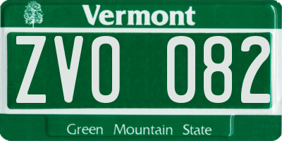 VT license plate ZVO082