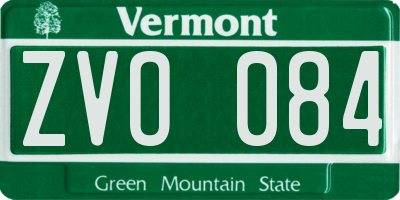 VT license plate ZVO084