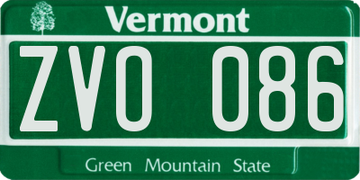 VT license plate ZVO086
