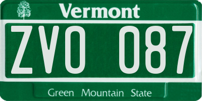 VT license plate ZVO087