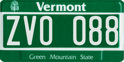 VT license plate ZVO088
