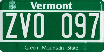 VT license plate ZVO097