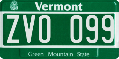 VT license plate ZVO099