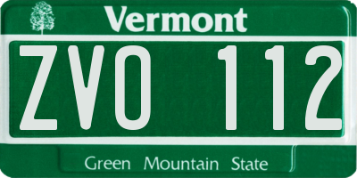 VT license plate ZVO112