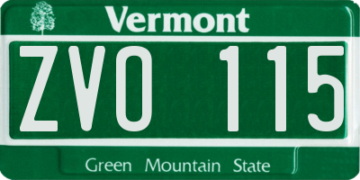 VT license plate ZVO115