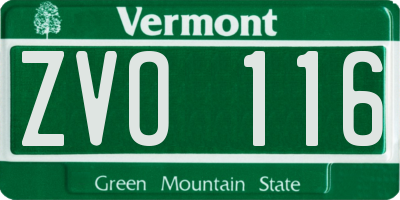 VT license plate ZVO116