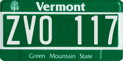 VT license plate ZVO117