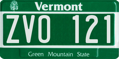 VT license plate ZVO121