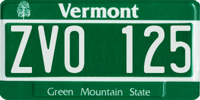 VT license plate ZVO125