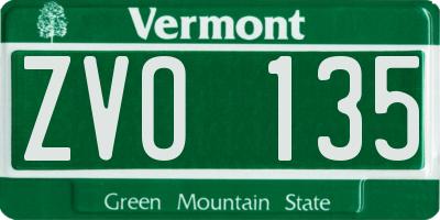 VT license plate ZVO135