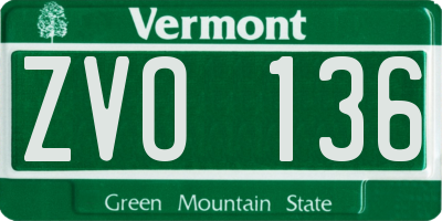 VT license plate ZVO136