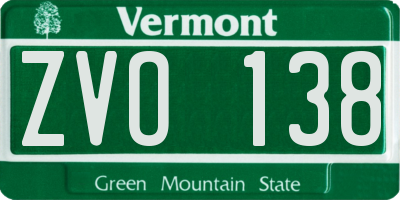 VT license plate ZVO138