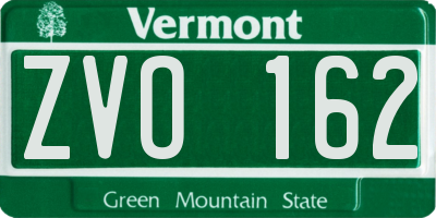 VT license plate ZVO162