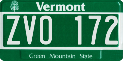VT license plate ZVO172