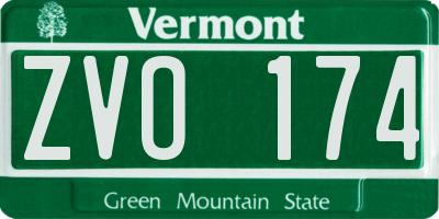 VT license plate ZVO174