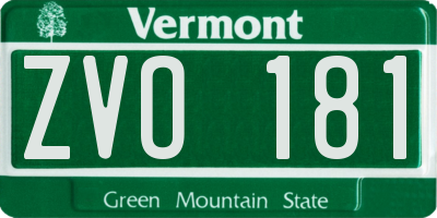 VT license plate ZVO181