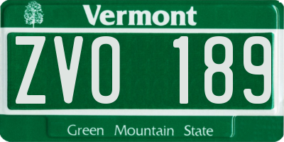 VT license plate ZVO189