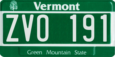 VT license plate ZVO191