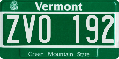 VT license plate ZVO192