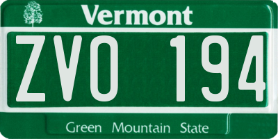 VT license plate ZVO194
