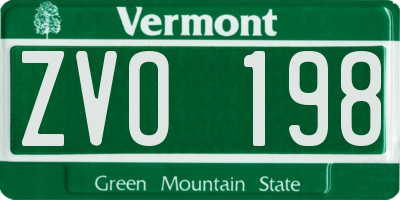 VT license plate ZVO198