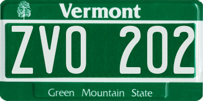 VT license plate ZVO202